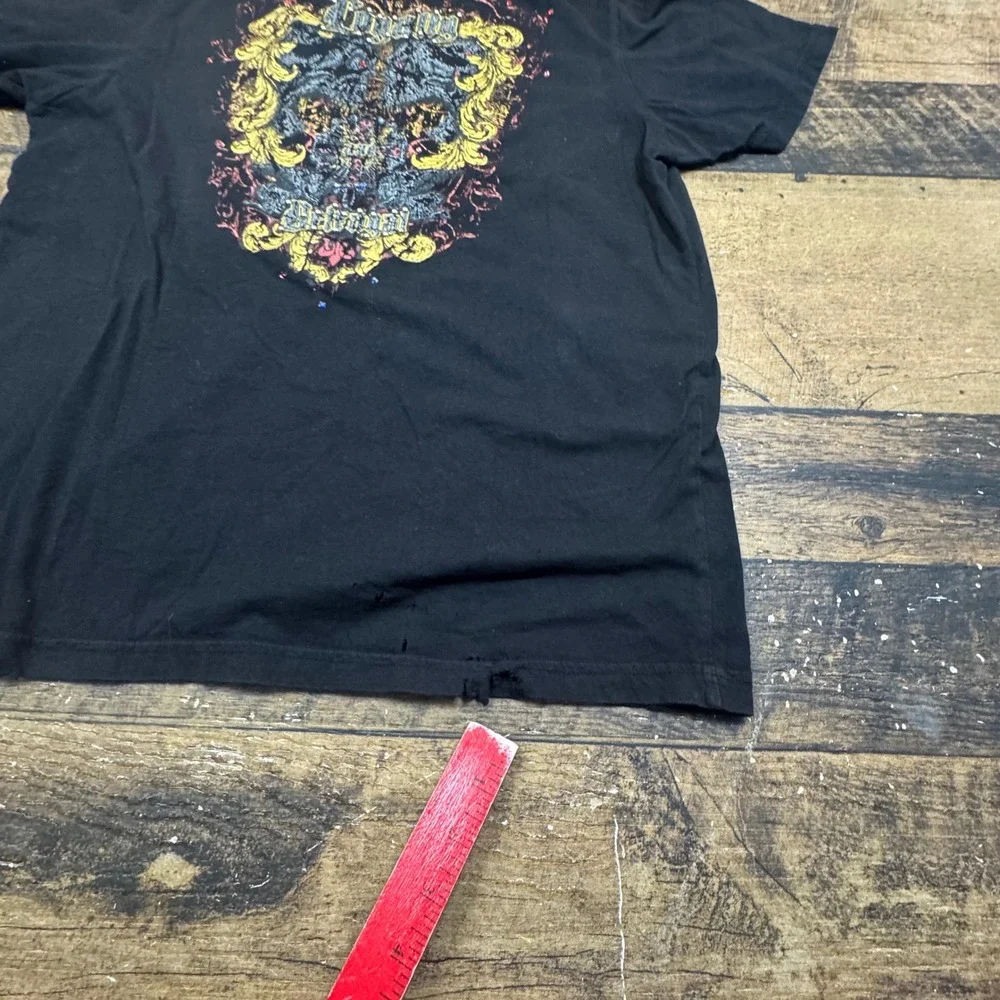Men's Black Rhinestone Skull Crown Graphic T-Shirt X-Large‎